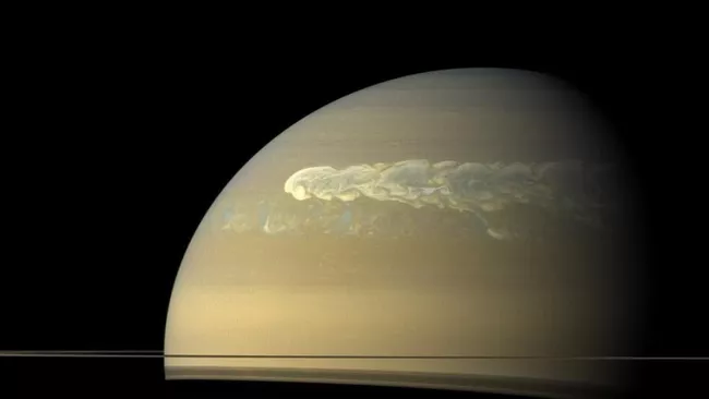 Saturn in the grip of severe storm